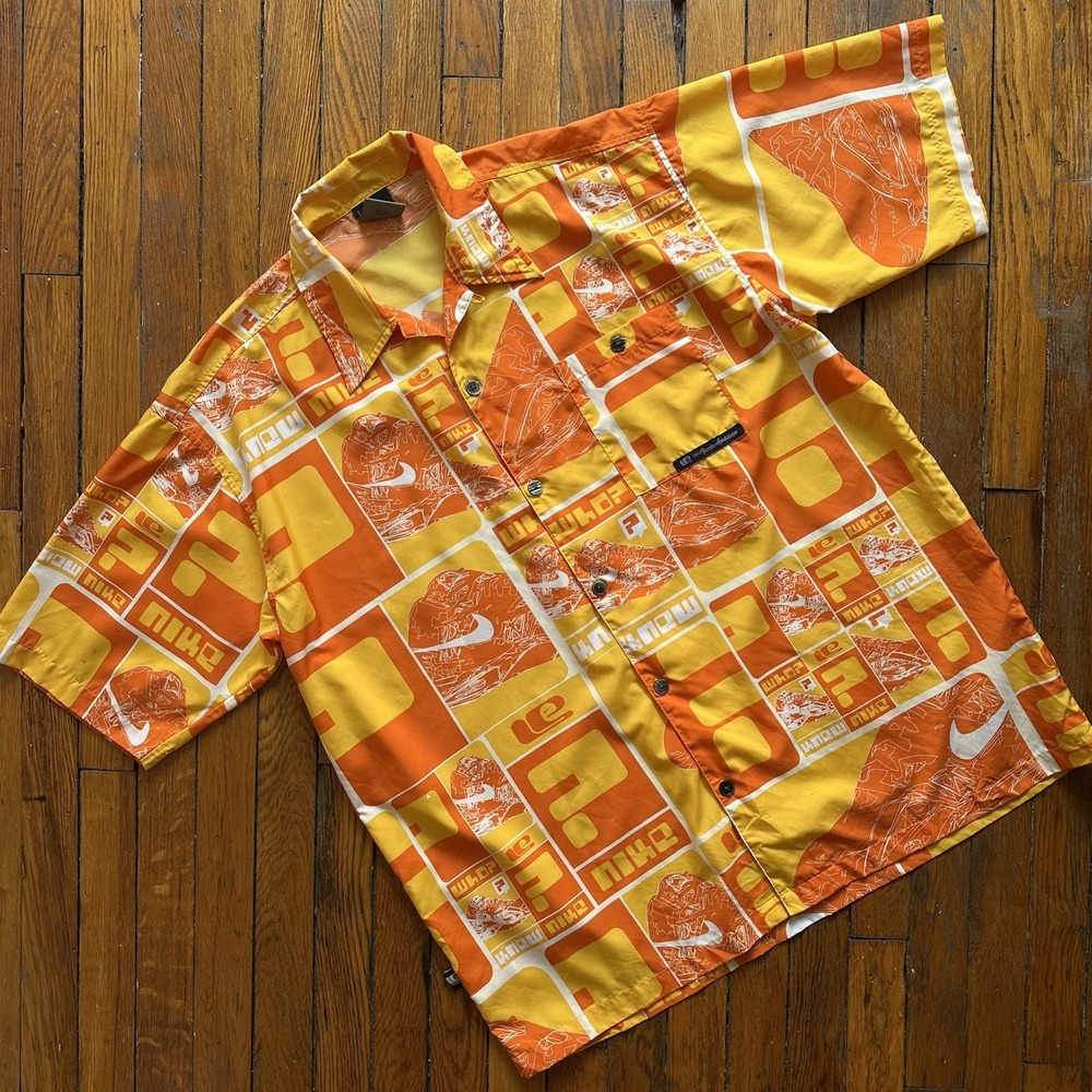 Vtg Y2K Nike Limited Edition Who Knew‎ ? Shirt Men LargeYellow Orange Patchwork